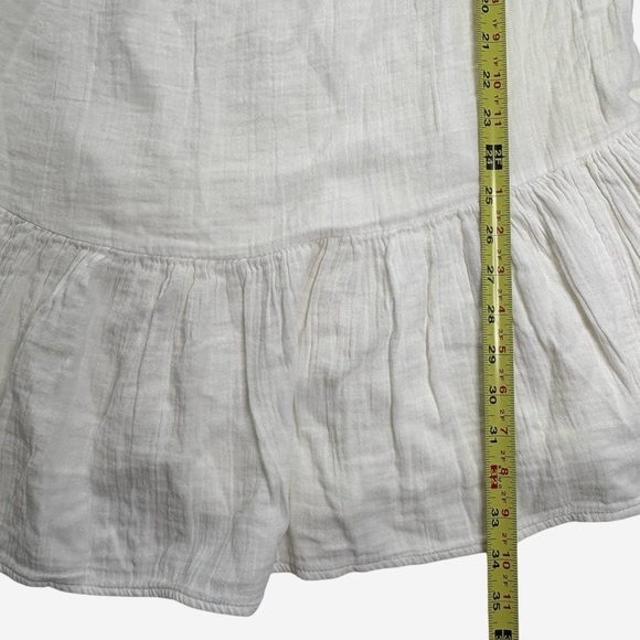 LOFT Square Neck Flounce Swing Dress Size S Cotton Muslin Mini White NEW - Picture 9 of 12